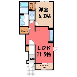 石橋駅 徒歩17分 1階の物件間取画像